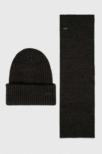 Súprava Barbour Crimdon Beanie & Scarf Gift Set zelená farba, MGS0019