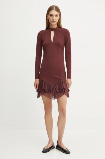 Šaty Twinset bordová farba, midi, priliehavé, 242TT2302