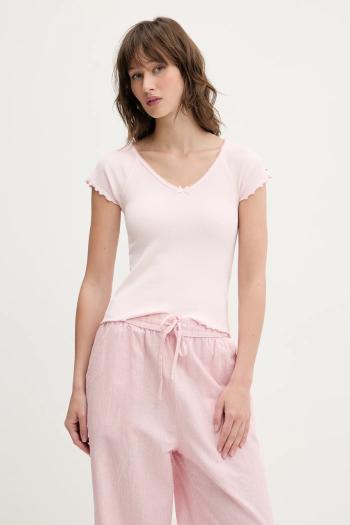 Tričko Tommy Jeans dámske, ružová farba, DW0DW21349