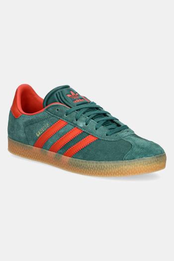 Detské semišové tenisky adidas Originals GAZELLE zelená farba, IE8604