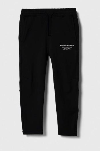 Detské tepláky Abercrombie & Fitch čierna farba, jednofarebné