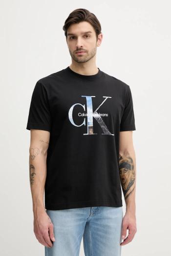 Bavlnené tričko Calvin Klein Jeans pánske, čierna farba, s potlačou, J30J327483