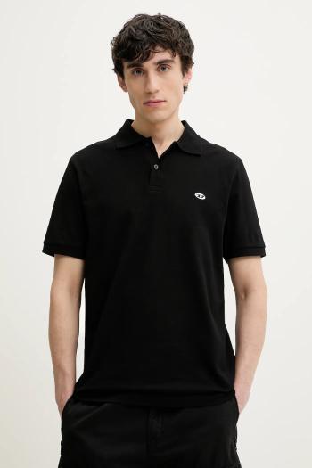 Bavlnené polo tričko Diesel T-REJUST-DOVAL-PJ POLO SHIRT čierna farba, jednofarebné, A15057.0AIJR