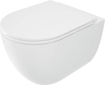 DEANTE - Okrúhla biela WC misa, so sedadlom, bez okraja CGRD6ZPW