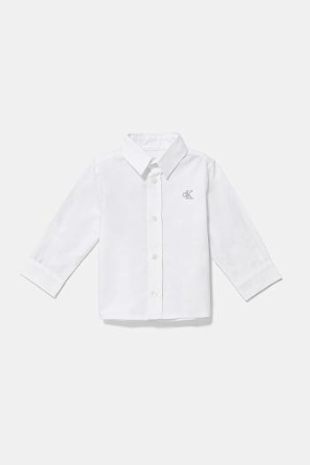 Detská bavlnená košeľa Calvin Klein Jeans biela farba, IN0IN00289