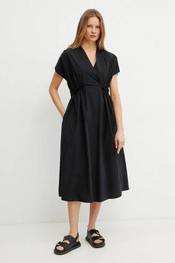 Bavlnené šaty Weekend Max Mara čierna farba, midi, áčkový strih, 2515221052600