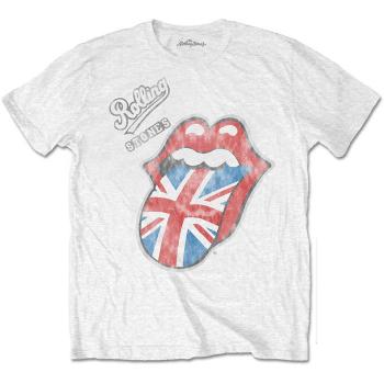 The Rolling Stones tričko Vintage British Tongue Biela L