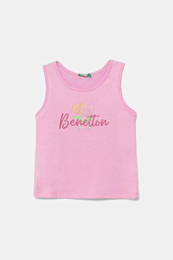 Detský bavlnený top United Colors of Benetton ružová farba, 3I1XGH012