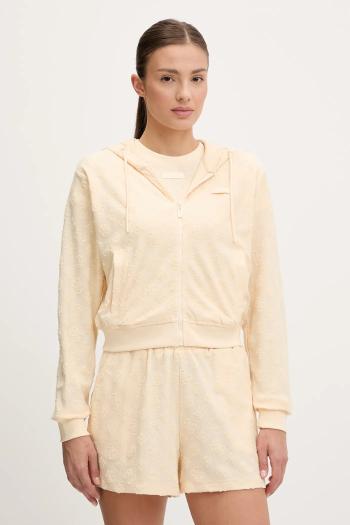 Mikina Guess PEONY béžová farba, s kapucňou, vzorovaná, V5GQ00 KCT02