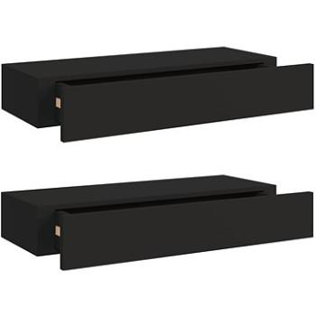 Shumee - Nástenné so zásuvkami, 2 k,s čierne, 60 × 23,5 × 10 cm, MDF, 330258