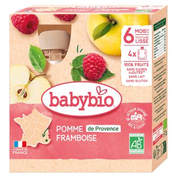 BABYBIO Kapsička jablko malina 6m+ 4 x 90 g