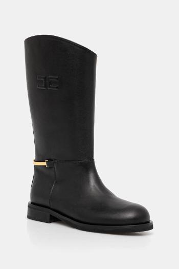 Detské kožené čižmy Elisabetta Franchi čierna farba, F4A6-E0449