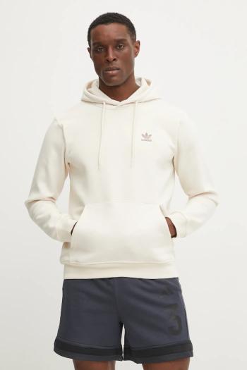 Mikina adidas Originals Essential pánska, béžová farba, s kapucňou, jednofarebná, JD2402