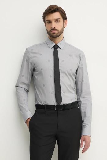 Bavlnená košeľa BOSS pánska, čierna farba, slim, s klasickým golierom, 50533044