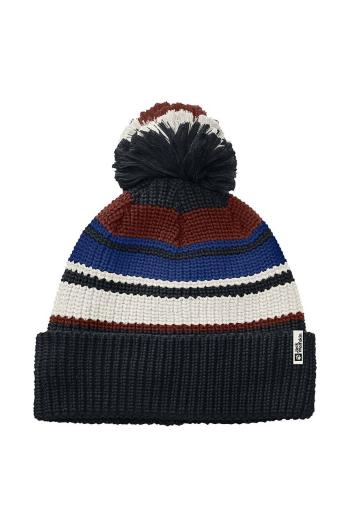 Detská čiapka Jack Wolfskin POMPOM BEANIE tmavomodrá farba biela