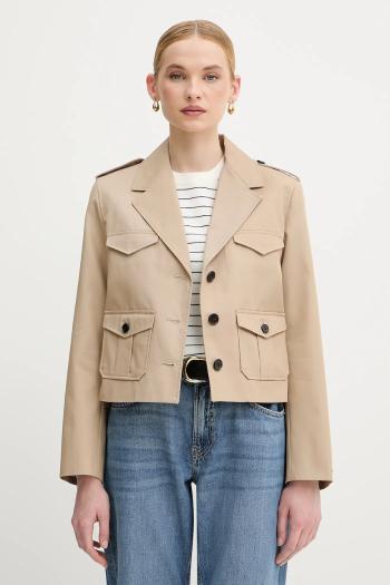 Bavlnená bunda Tommy Hilfiger béžová farba, prechodná, WW0WW47164
