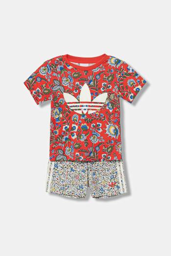 Detská bavlnená súprava adidas Originals červená farba, JY3016