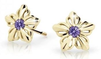 Cutie Jewellery Detské kvietkové náušnice zo žltého zlata C2238-30-X-1 fialová