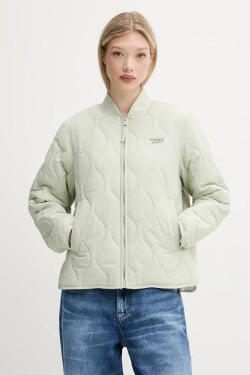 Bunda Tommy Jeans zelená farba, prechodná, DW0DW20962