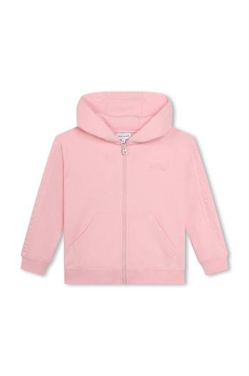 Detská bavlnená mikina Marc Jacobs ružová farba, s kapucňou, s nášivkou