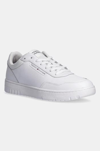 Tenisky Tommy Hilfiger TH BASKET CORE LTH PINPERF biela farba, FM0FM05466