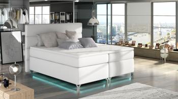 ArtElta Manželská posteľ AMADEO Boxspring s LED osvetlením | 140 x 200 cm Farba: BAO 09 - Soft 17 (biela ekokoža)