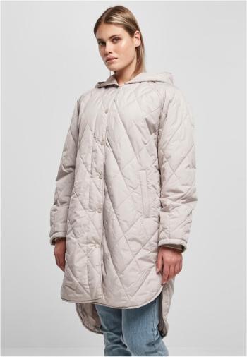 Urban Classics Ladies Oversized Diamond Quilted Hooded Coat warmgrey - M