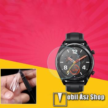 Huawei Watch GT, TPU okosóra képernyővédő fólia, 1db, Clear, törlőkendővel