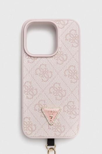 Puzdro na mobil Guess iPhone 15 Pro 6.1 ružová farba