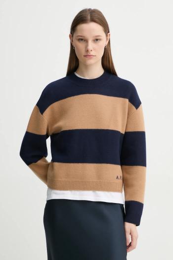 Vlnený sveter A.P.C. pull penny dámsky, tmavomodrá farba, s polorolákom, WVBDL.F23370