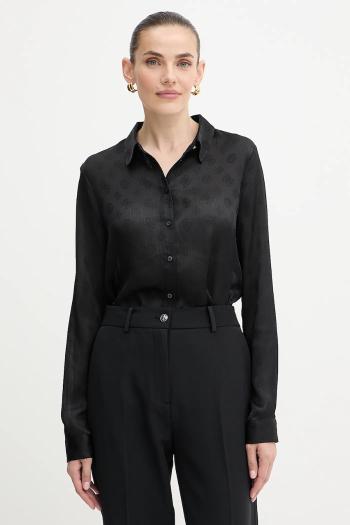 Košeľa Guess MARTHE čierna farba, regular, s klasickým golierom, W5YH1A WHCR2