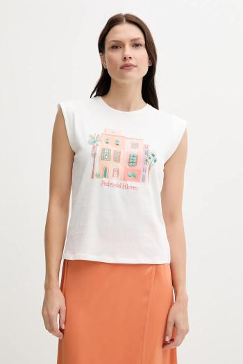 Bavlnené tričko Pedro del Hierro dámske, biela farba, 4539636