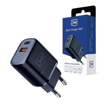 3mk sieťová nabíjačka - Hyper Charger 20W, čierna