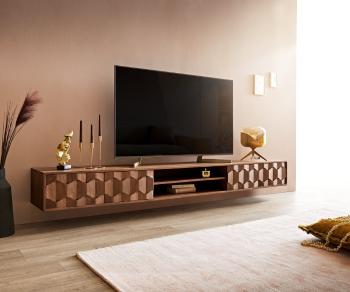 TV stolík Fevo 240 cm akáciová hnedá 4 dvierka na pántoch