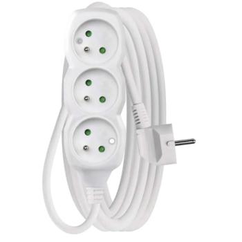 EMOS P0315 PREDLZOVACI KABEL 5 M/3 ZASUVKY/BIELY/PVC/1 MM2