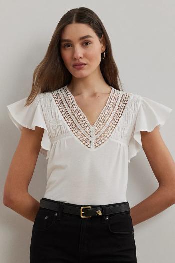 Blúzka Lauren Ralph Lauren dámska, biela farba, jednofarebná, 200963917