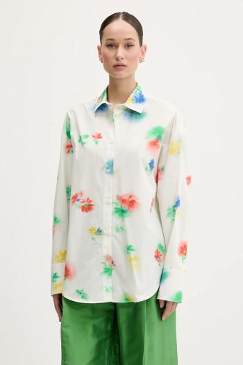 Bavlnená košeľa MSGM biela farba, voľný strih, s klasickým golierom, 3842MDE15X.257350