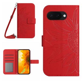 ART SUNFLOWER Peňaženkový obal so šnúrkou pre Google Pixel 9a červený