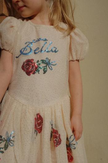 Šaty Konges Sløjd RHW X KS BELLA DRESS béžová farba, mini, áčkový strih, Rosie Huntington Whiteley KS103588