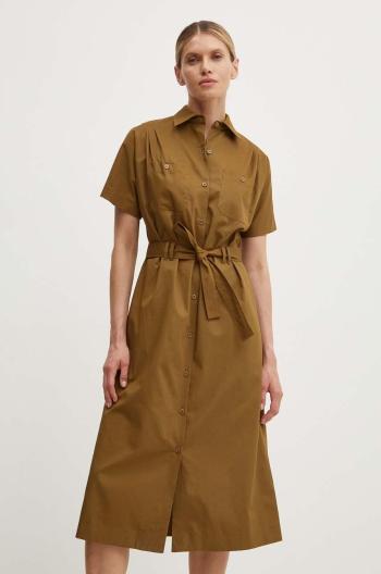 Bavlnené šaty A.P.C. robe new drew zelená farba, midi, rovný strih, COGZR.F05959