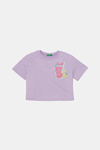 Detské bavlnené tričko United Colors of Benetton fialová farba, 35RYC10OZ