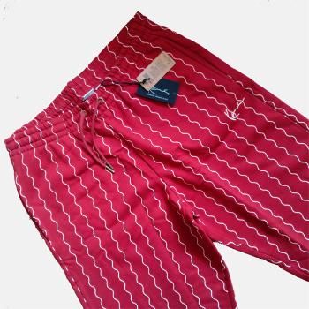 Tepláky Karl Kani Small Signature Ziczac Pinstripe Relaxed Fit Sweatpants dark red/off white - L