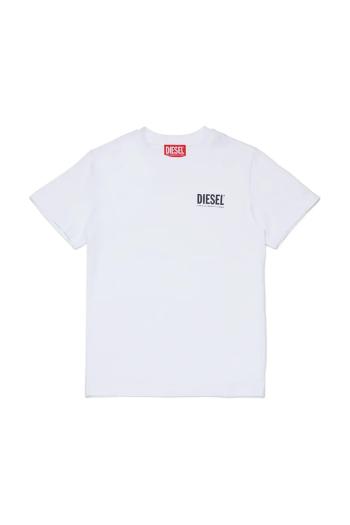 Detské bavlnené tričko Diesel UTILLO UW T-SHIRT biela farba, jednofarebné, J02504