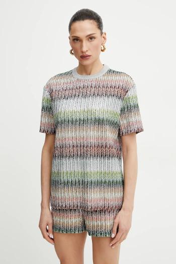 Blúzka Missoni dámske, šedá farba, vzorovaná, DS25SL04.BC0051