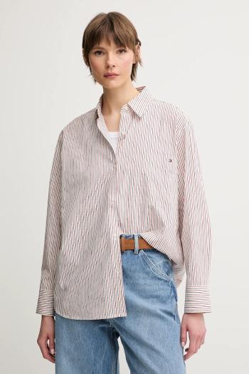 Bavlnená košeľa Tommy Hilfiger dámska, žltá farba, regular, s klasickým golierom