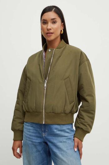 Obojstranná bunda bomber Boss Orange dámska, zelená farba, zimná, oversize, 50521621