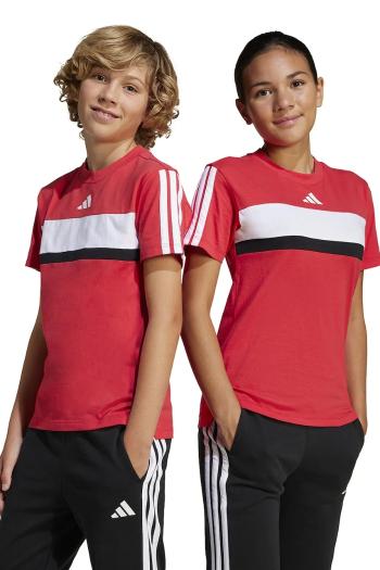 Detské bavlnené tričko adidas červená farba, JI6213