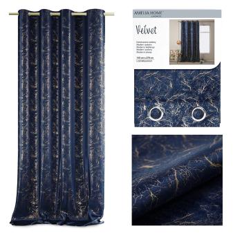 ArtFlhf Tieniaci záves VELVET LIGHTNING K | 140 x 270 cm Farba: Modrá - Navy