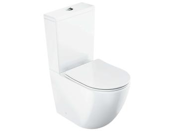 RAVAK - WC kombi s doskou SoftClose, vario odpad, spodné napúšťanie, RimOff, biela X01870