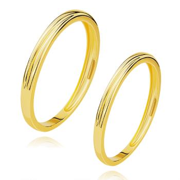 Obrúčky zo 14K žltého zlata - šikmý zárez, tenké rameno - Veľkosť: 52 mm